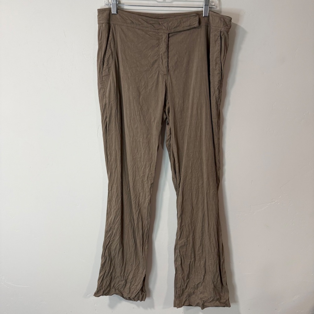Eileen Fisher Womens Linen Blend Pants 12 Brown Taupe Italian Fabric Flare‎